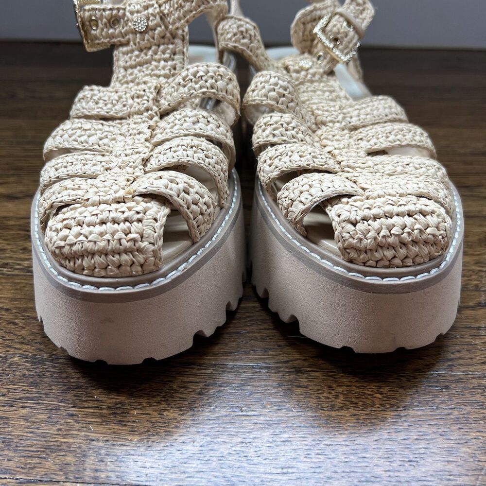 Dolce Vita Lasly Raffia Fisherman Sandals in Natural Knit Women's Size 9 - Picture 13 of 13